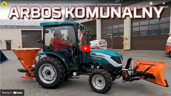 Zestaw zimowy do odśnieżania - ciągnik komunalny ARBOS z pługiem do śniegu 